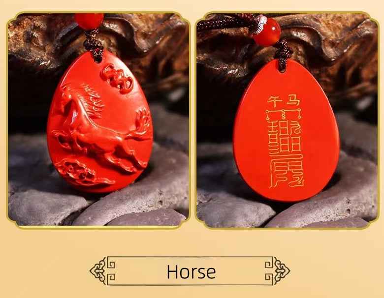 12 Chinese Zodiac Cinnabar Pendants – Personalized Protection & Cultural Elegance